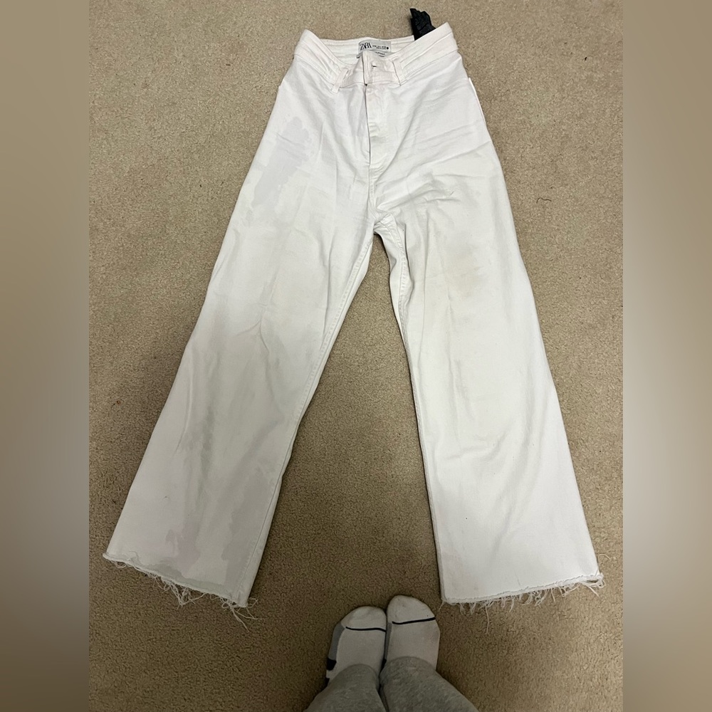 Zara marine straight wide leg jeans
